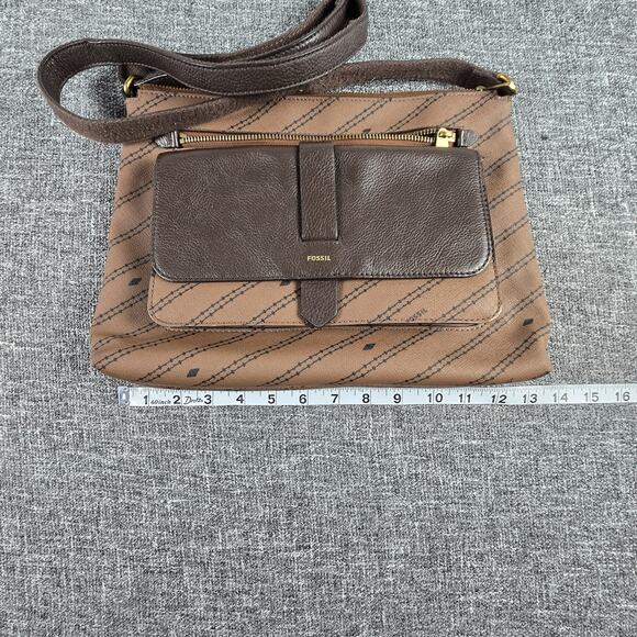 Fossil Women's Kinley Crossbody Bag ZB1643 Two Tone Brown Diagonal - Picture 3 of 15